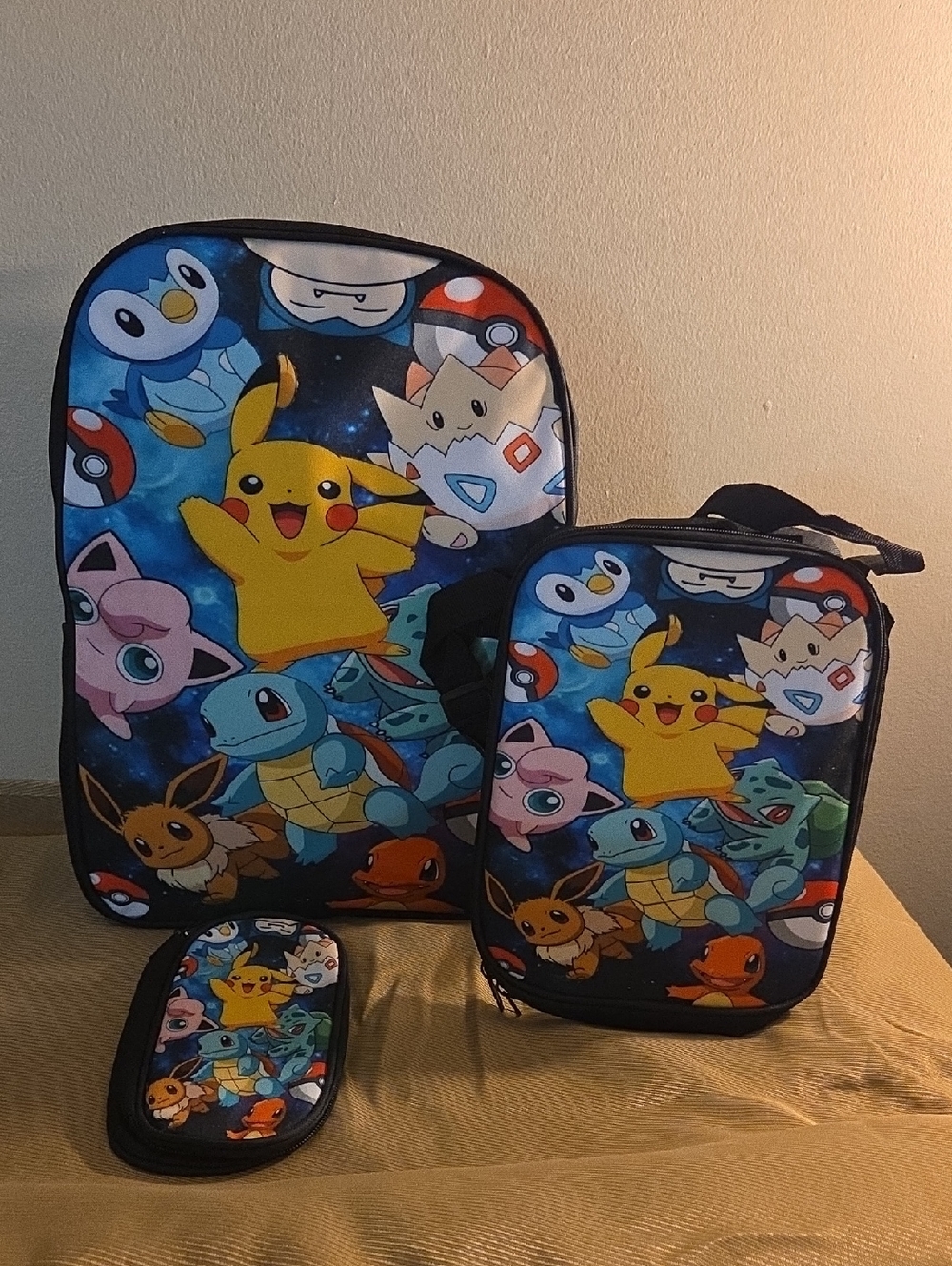 Pokémon Character Backpack, Lunch Bag & Pencil Case Set - Blue